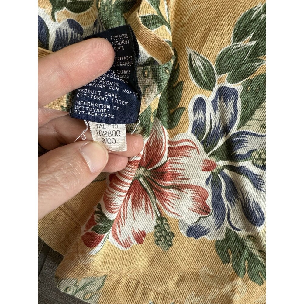 Tommy Hilfiger Hawaiian Shirt Mens Size XL Yellow Floral Short Sleeve Vintage - Picture 8 of 8
